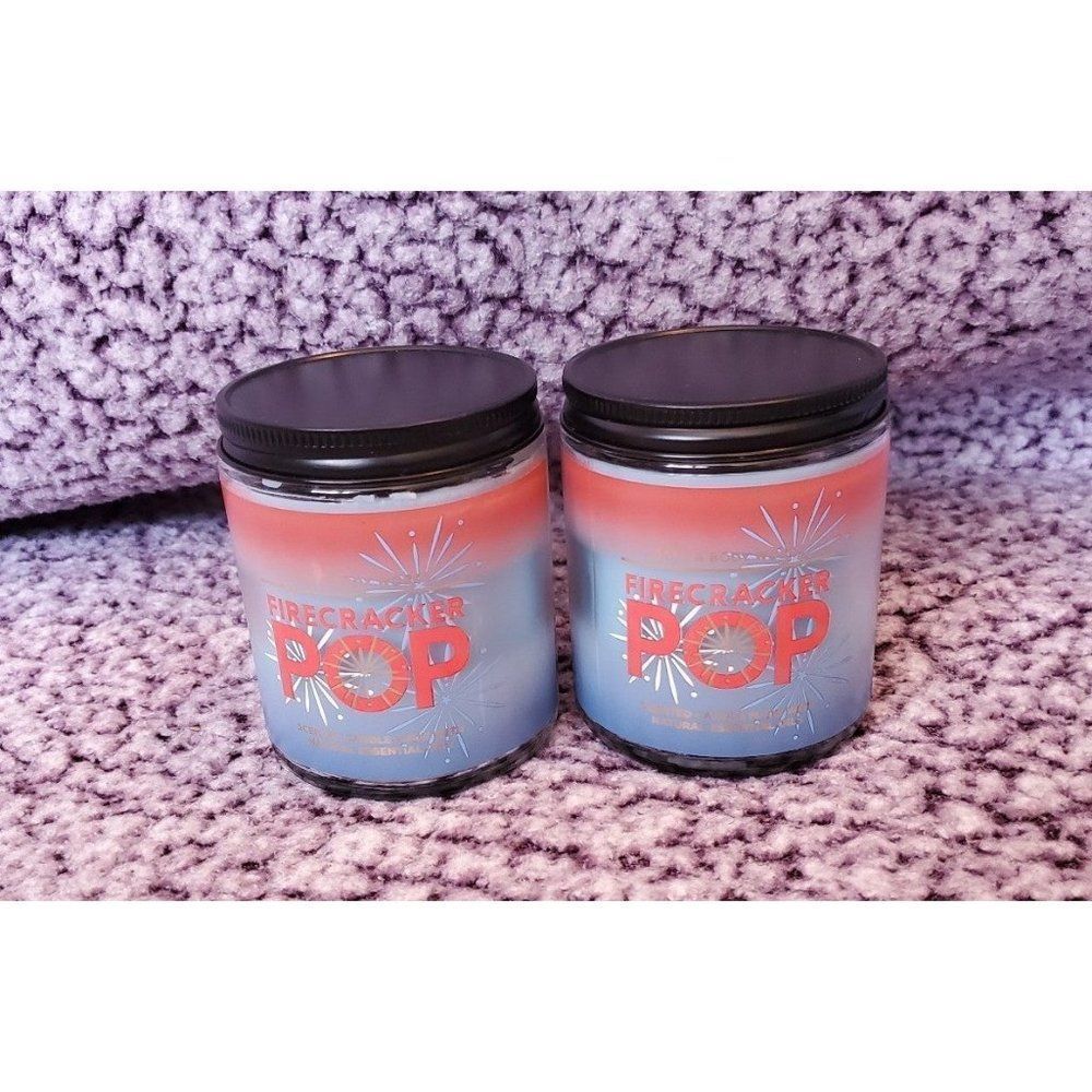 Bath and Body Works Firecracker Pop Fragrance Single Wick Candle Set of 2